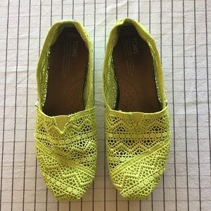 Neon Green Crochet Toms Slip-Ons
